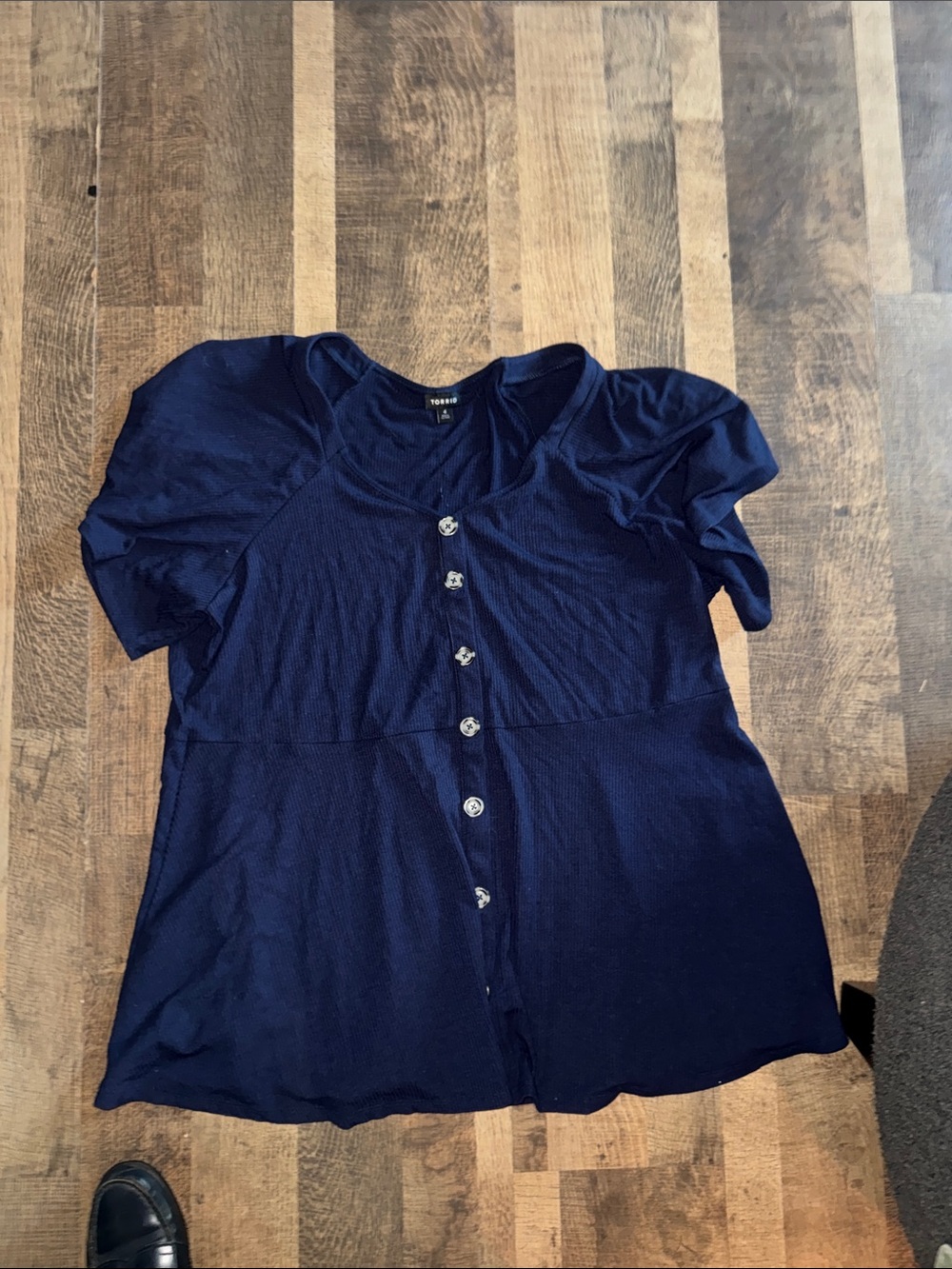 Torrid Blue Ribbed Button-Front Peplum Top Size 4X Plus Size Cute Casual